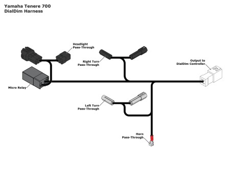 Plug & Play Denali DialDim Wiring Adapter for Yamaha Tenere 700